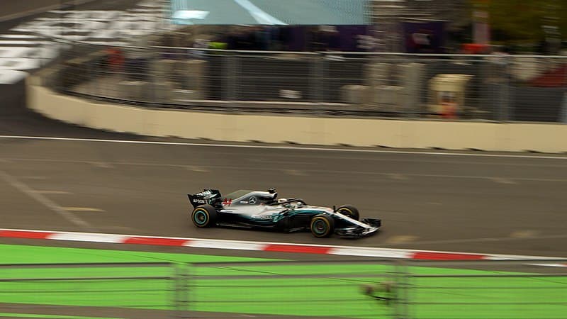 Lewis Hamilton Driving For Mercedes At The 2018 Azerbaijan Gp