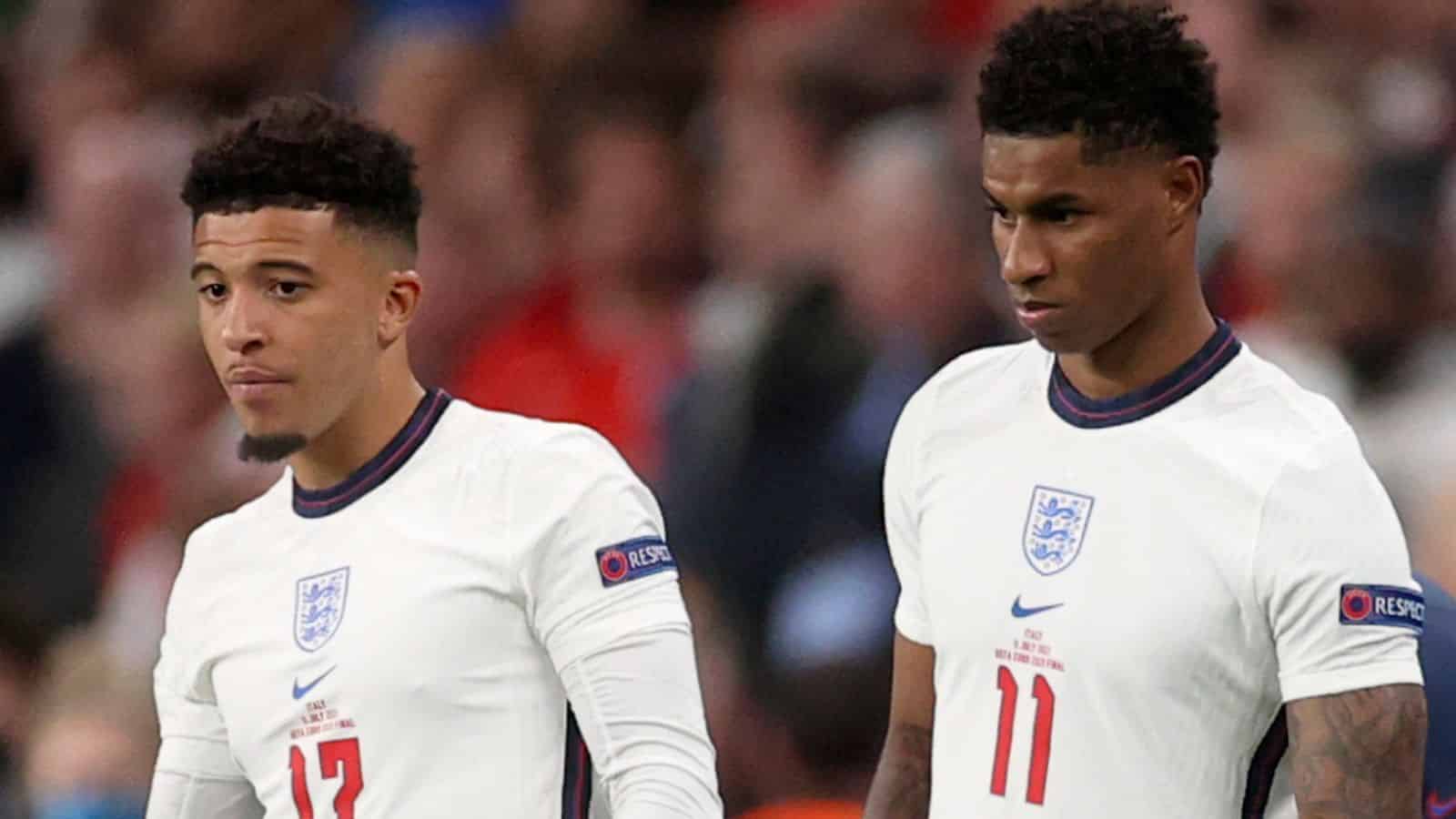 Jadon Sancho and Marcus Rashford were targeted with racist abuse on social media after England's Euro 2020 final defeat