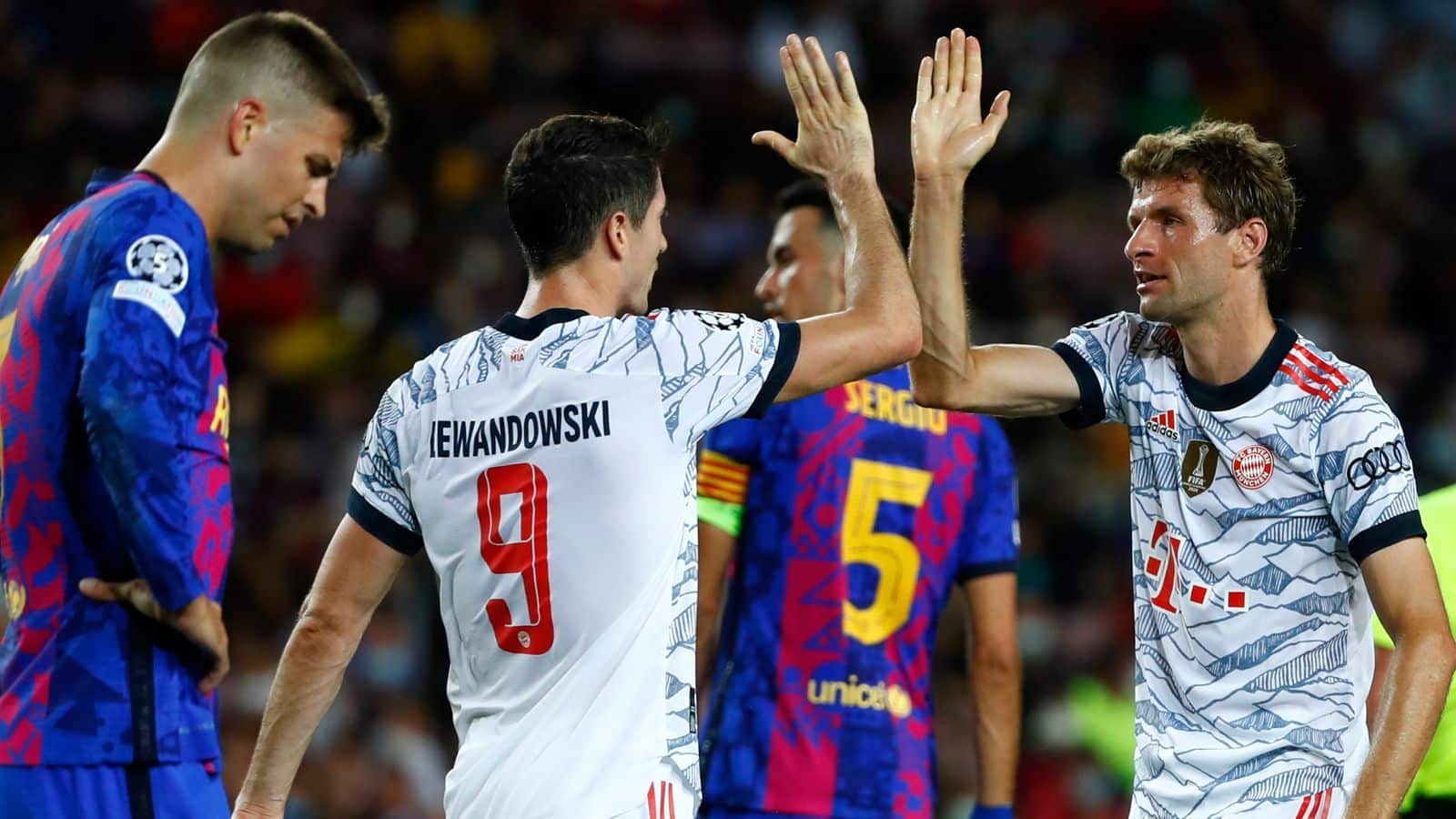 Thomas Muller and Robert Lewandowski scored the goals as Bayern eased past Barcelona