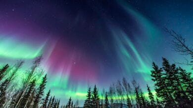Aurora podría ser visible como una tormenta solar en la Tierra en el norte de Estados Unidos 9 La aurora boreal en Alaska.
