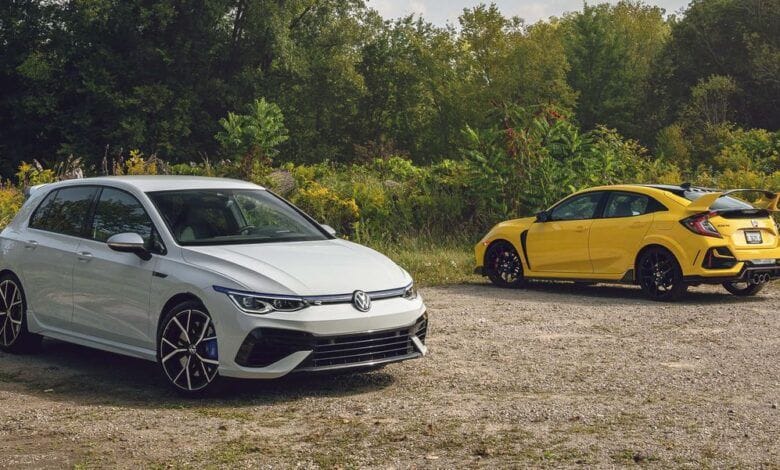 Honda Civic Type R 2021 vs. VW Golf R 2022 Fotos 1 Honda Civic Type R 2021 vs VW Golf R 2022