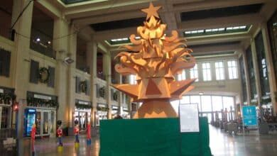 ¡Oh ¿Arbol de Navidad La exhibicion de carton es la