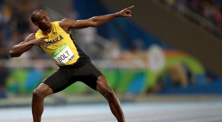 Usain Bolt en su famosa pose