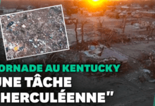 Tornados en Kentucky vista desolada desde el cielo