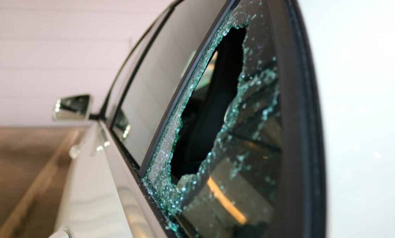Car Theft Crashed Window