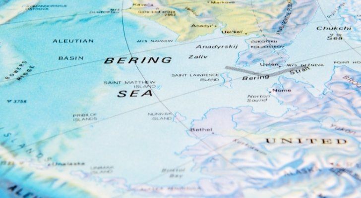 Un mapa del estrecho de Bering