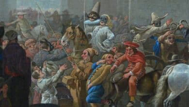 Hubo un tiempo en que llevar mascarilla te hacía fumar 100 pestañas durante las celebraciones del Carnaval en España 7 800px Lingelbach Karneval In Rom 001c