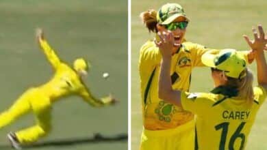 Cenizas femeninas: atrapada de Meg Lanning, Australia vs. Inglaterra en Junction Oval 1 Cenizas femeninas atrapada de Meg Lanning Australia vs Inglaterra en