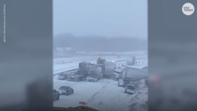 Una tormenta de invierno que barrió el Medio Oeste arrojó nieve en la región y creó condiciones peligrosas para conducir.