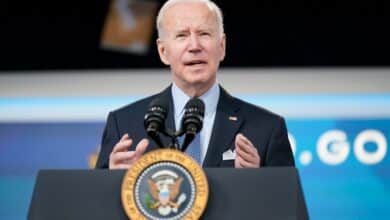 President Joe Biden speaks about status of the country's fight against COVID-19 in the South Court Auditorium on the White House campus, Wednesday, March 30, 2022, in Washington. (AP Photo/Patrick Semansky)