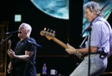 Dave Gilmour y Roger Waters de Pink Floyd, aquí