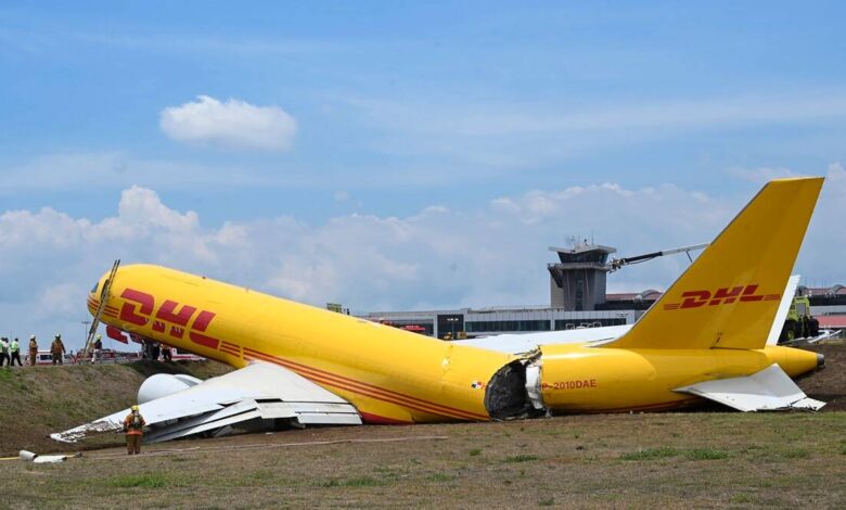 VEA: Avión de carga de DHL se parte en dos tras perder el control en Costa Rica