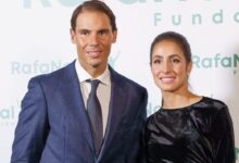 El campeon de tenis espanol Rafa Nadal y su esposa