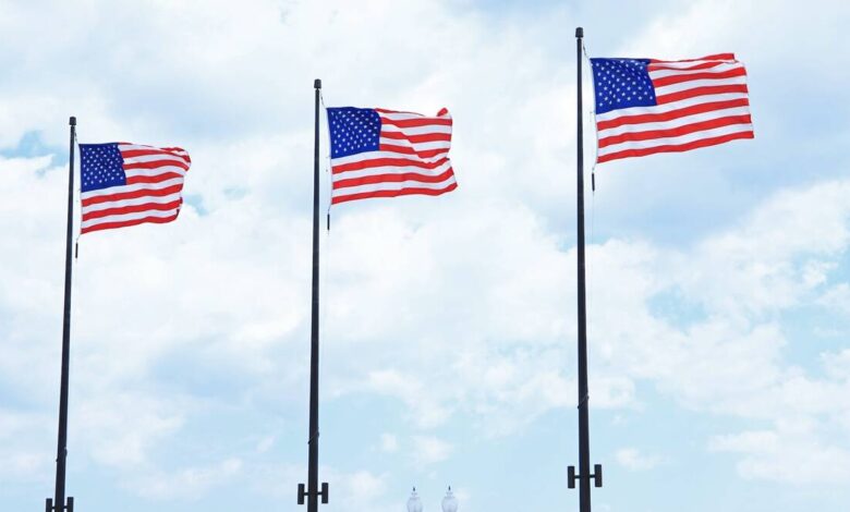us flags seen flying