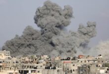Smoke rises following Israeli airstrikes