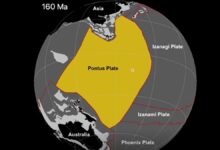 map showing the pontus plate which vanished 20 million years ago