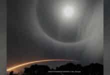 Un halo etéreo alrededor de la luna llena fue descubierto durante el reciente lanzamiento de un cohete SpaceX.