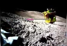 The Smart Lander for Investigating Moon (SLIM), is seen in this handout image taken by LEV-2 on the moon, released on January 25, 2024.