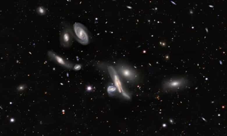An example of a galaxy group, in this case the Copeland Septet.