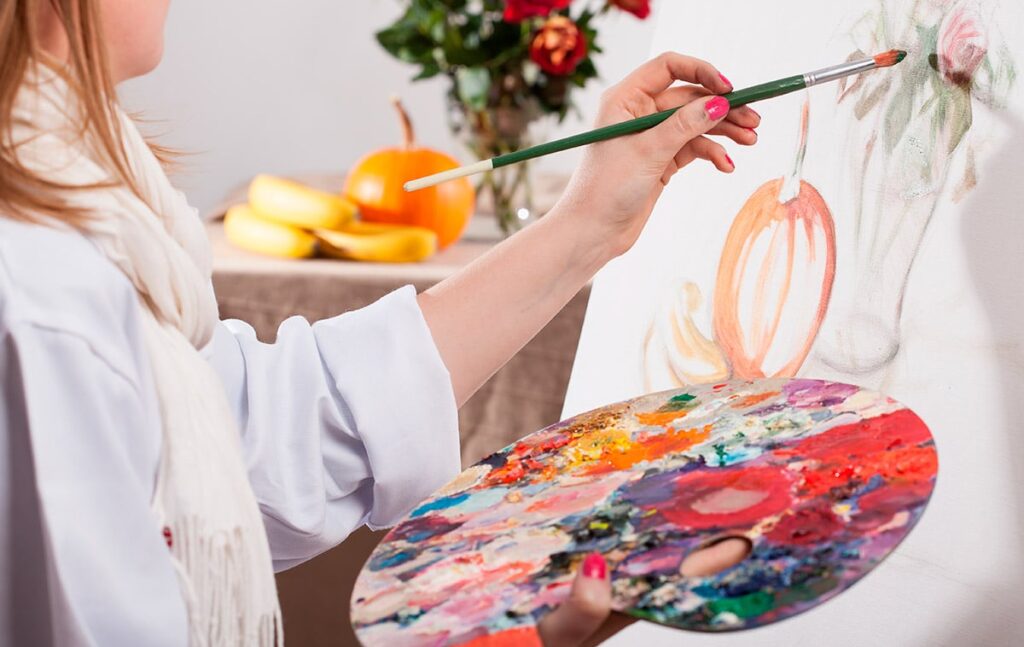 Pintura al Óleo chica pintando