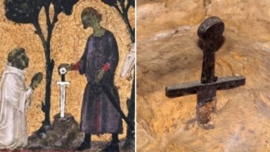 La espada real en la piedra y el santo a quien pertenece.