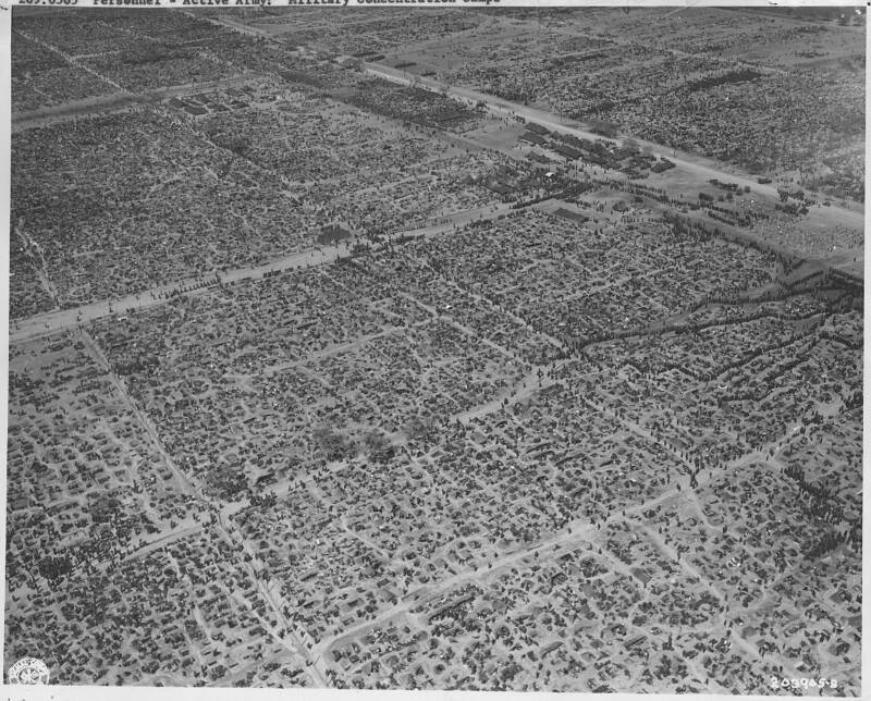 Rheinwiesenlager, campo de prisioneros de guerra nazi del ejército estadounidense 3 Vista aérea del camping Rheinwiesenlage